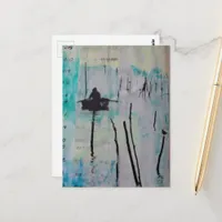 A Boat and a Bird Mixed Media Collage Postcard