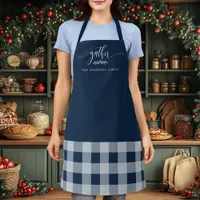 Thanksgiving Gather Fall Navy & White Plaid Apron