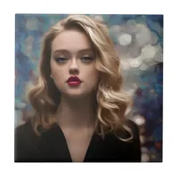 A Beautiful Blonde Woman Ceramic Tile