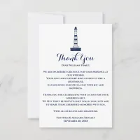 Elegant Nautical Wedding Lighthouse White & Blue Thank You Card