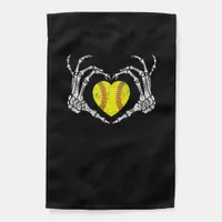 Softball Heart Skeleton Hand Halloween Costume Fun Garden Flag