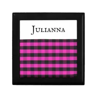 Pink Buffalo Plaid Wooden Jewelry Keepsake Box