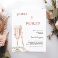 Pearls Prosecco pink Bridal Shower invitation