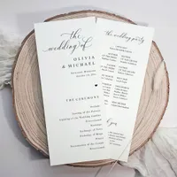 Elegant Simple Black & White Heart Wedding Program