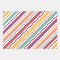 Dots & Stripes Wrapping Paper Flat Sheet Set of 3