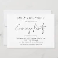 Elegant Script Wedding Evening Party Reception Invitation