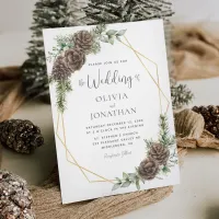 Winter Watercolor Elegant Script Wedding Invitation