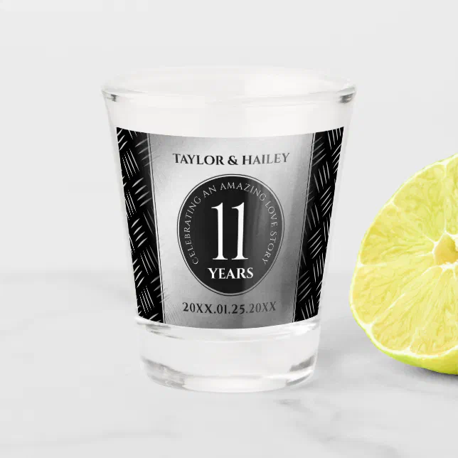 Elegant 11th Steel Wedding Anniversary Celebration Shot Glass