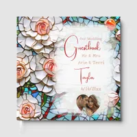 Beautiful Mosaic Stained Glass and Tile Wedding Foil Guest Book