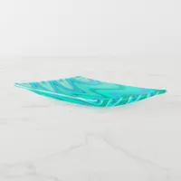 Modern zigzag pattern - waves in turquoise trinket tray