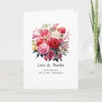Red, Pink, and Green Floral Wedding Thank You Card
