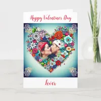 Floral Heart Romantic Personalized Valentine's Day Holiday Card