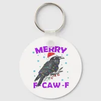 Funny Crow Christmas Classic Vintage Style Keychain