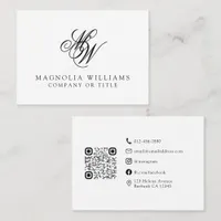 Monogram QR Code Minimalist Large Business Card