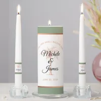 Elegant Sage Rose Gold Palm Tree Wedding Ceremony Unity Candle Set