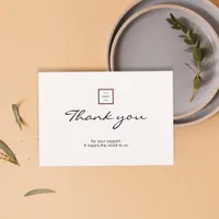 Modern Minimalist Red Border Logo Business Thank You Card