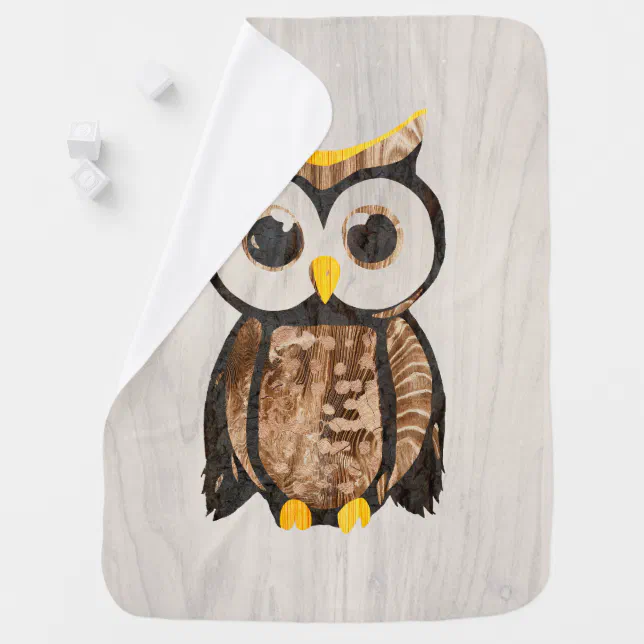 Wood - Owl with big eyes Baby Blanket