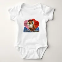 Vintage Owl Valentine Baby Bodysuit