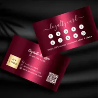 Burgundy QR business logo 10 visit loyalty card