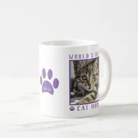 World's Best Cat Mom Purple Paws Name Pet Photo Coffee Mug