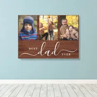 Best Dad Ever Woodgrain Fathers Day Photo Collage Canvas Print