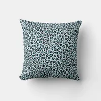 Blue Leopard Print Throw Pillow