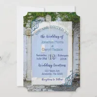 Blue Antique Romantic Door Wedding Invitations