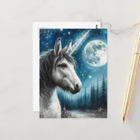 Adorable Donkey Unicorn with Moon Postcard