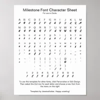 Milestone Font Character Sheet for Zazzle Poster