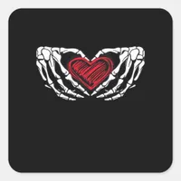 Skeleton Hands With Heart Classic Square Sticker
