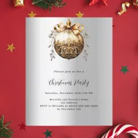 Silver gold bauble Christmas Party invitation