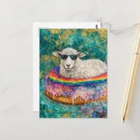 Adorable Sheep on a Float Trip Postcard