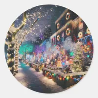 Seattle, Washington at Christmas Time Classic Round Sticker