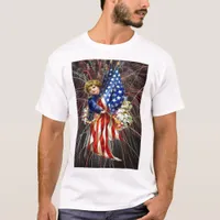 Vintage Patriotic Child and Fireworks T-Shirt