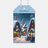 Charming snowy Christmas village custom Gift Tags