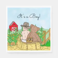 Lil' Cowboy and Teddy Bear Baby Shower  Napkins