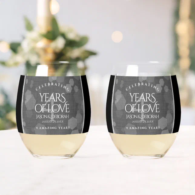 Elegant 4th Linen Wedding Anniversary Celebration Whiskey Glass