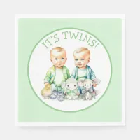 It's Twins! Cute boy twins Baby Shower Napkins