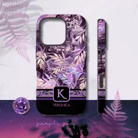 Purple Pink Gemstone Trendy Monogram iPhone Case