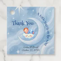 Baby Boy Shower Invite Moonlight Stars Watercolor Favor Tags