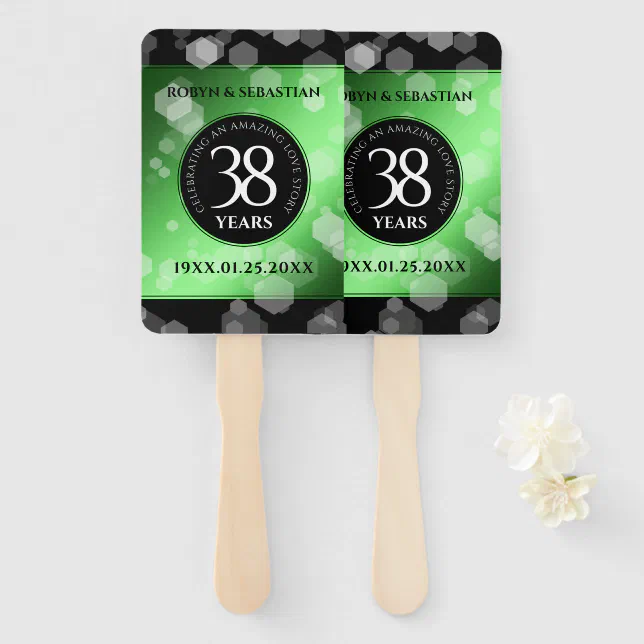 Elegant 38th Emerald Wedding Anniversary Hand Fan