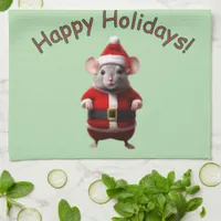 Kitchen Towel - Santa Mouse and Text