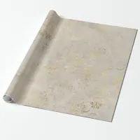 Vintage Grunge Ivory Damask Wrapping Paper