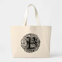 Monarchia Black  "B" Large Tote Bag