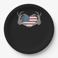 American Flag Heart Fitted Paper Plates