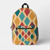 Colorful Diamond Pattern Printed Backpack