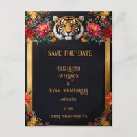 Botanical Tiger Wedding Invitation Postcard