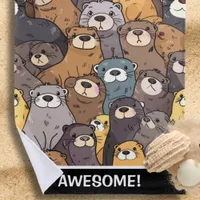 Otters Otterly Awesome Collage Beach Towel