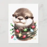 Adorable Christmas Otter  Postcard