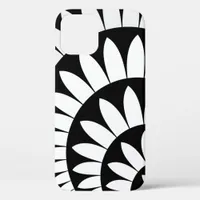 Black and White Flower Petals iPhone 12 Case